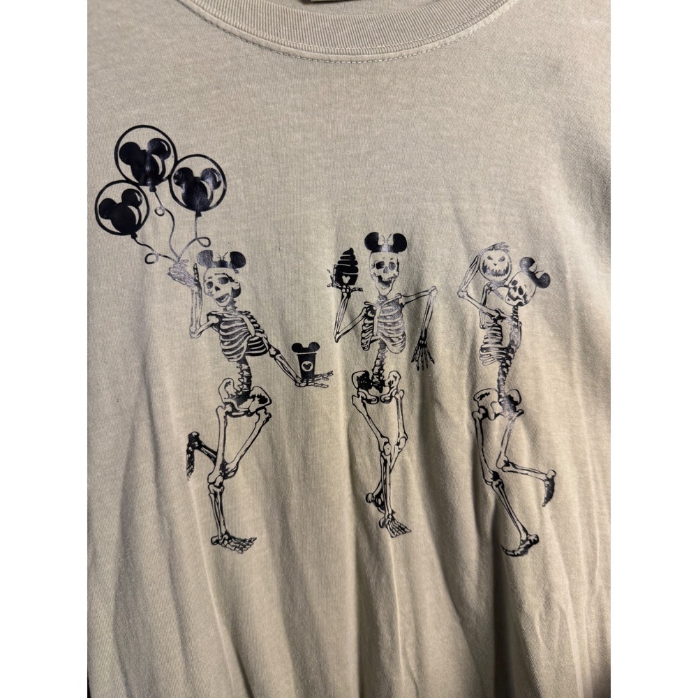 Halloween Comfort Colors Long Sleeve Tee‎ XL Sage Green Skeleton Mickey Graphic - Picture 3 of 7